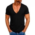 thumbnail image 1 of Dxzfnsa Men's V Neck Shirts Mens Casual Short Sleeve Gym Athletic T Shirts Fashion Solid Color Tee Tops Breathable Workout Bodybuilding Shirts, 1 of 7