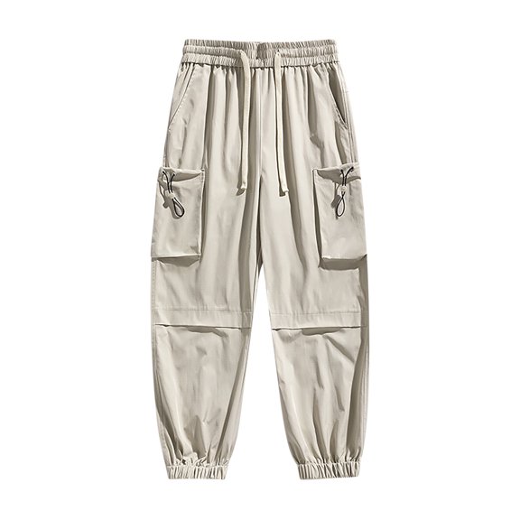 Dxzfnsa Men's Vent Stretch Pants, Quick Dry Lightweight Casual Cargo Pants, Water Resistant Straight-Fit Utility Work PantsCargo Pants for Men,Beige-L