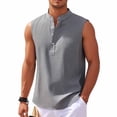 thumbnail image 1 of Dxzfnsa Men's Vests Mens Lightweight Sleeveless Solid Color Half-buttoned Pullover Tops Quick Dry Round Neck Moisture Wicking Sports Tank Tops, 1 of 6