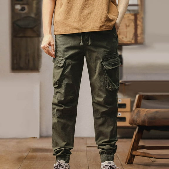 Dxzfnsa Men's Waterproof Hiking Pants, Slim Fit Cargo Joggers, Stretch Quick Dry Outdoor Pants with PocketsWork Pants,Army Green-2XL