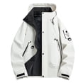thumbnail image 1 of Dxzfnsa Men's Waterproof Jackets Men Casual Solid Color Long Sleeved Hoodies Lightweight Zipper Up Pockets Sweatshirt Coats Oversize Outdoor Work Jackets, 1 of 6