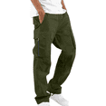 thumbnail image 1 of Dxzfnsa Mens Baggy Cargo Pants Men Casual Solid Color Sweatpants Drawstring Waist Multiple Pockets Trousers Outdoor Straight Fitness Pants S-XXL, 1 of 6