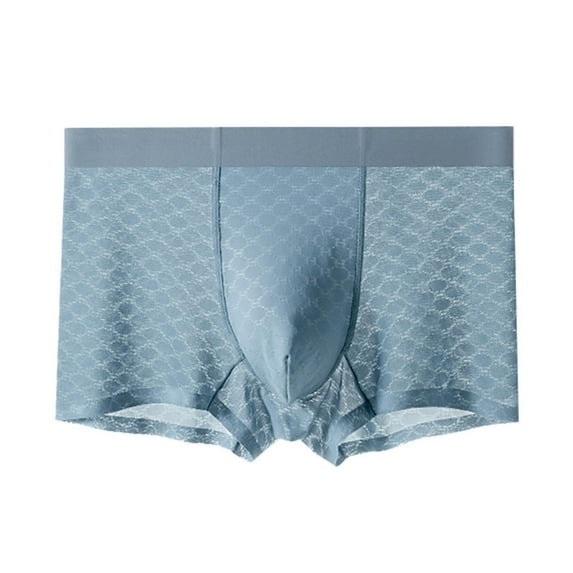 Dxzfnsa Mens Boxers Premium 100% Cotton Soft Loose Pajama Plaid Sleep Shorts Male Short Leg Funny Boxers Small Medium Large Mens Underwear Briefs,Light Blue-2XL