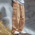 thumbnail image 1 of Dxzfnsa Mens Casual Cargo Pants Baggy Straight Leg Sweatpants with Large Flap Pockets Hiking Sports Trousers Mens Cargo Pants(Yellow-2XL), 1 of 4