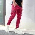 thumbnail image 1 of Dxzfnsa Mens Casual Pants Drawstring Elastic Waist Joggers Sweatpants with Pockets Straight Leg Cargo PantsHiking Pants Men,Red-L, 1 of 6