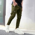 thumbnail image 1 of Dxzfnsa Mens Casual Pants Drawstring Elastic Waist Joggers Sweatpants with Pockets Straight Leg Cargo PantsPants for Men,Army Green-L, 1 of 6