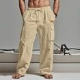 thumbnail image 1 of Dxzfnsa Mens Corduroy Casual Pants Fashion Loose Fit Wide Leg Pants Straight Sweatpants Elastic Waist Drawstring Mens Pants,Khaki-2XL, 1 of 6