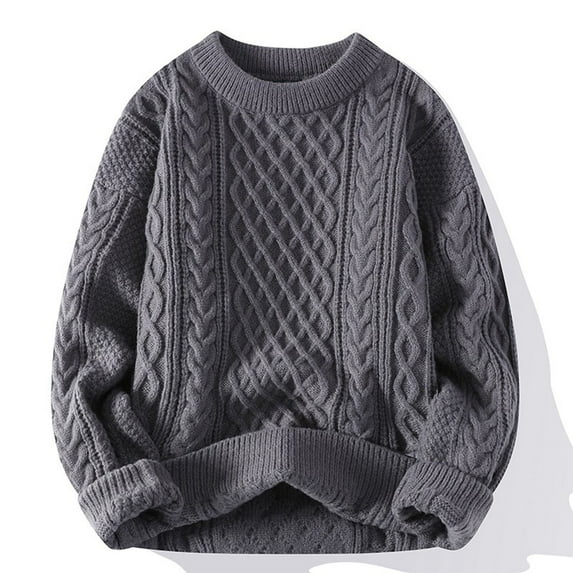 Dxzfnsa Mens Crewneck Pullover Sweaters Men's Oversize Casual Solid Color Sweaters Thermal Long Sleeve Knitted Sweaters Fall Winter Clothes
