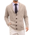 thumbnail image 1 of Dxzfnsa Mens Shawl Collar Cardigan Sweater Cable Knitted Button Down Sweaters V Neck Chunky Fall Winter Outwear M-3XL, 1 of 9