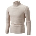 thumbnail image 1 of Dxzfnsa Mens Stripes Turtleneck Sweaters Mens Solid Color Long Sleeve Knitted Sweaters Casual Slim Fit Fall Winter Warm Pullover Sweaters, 1 of 4