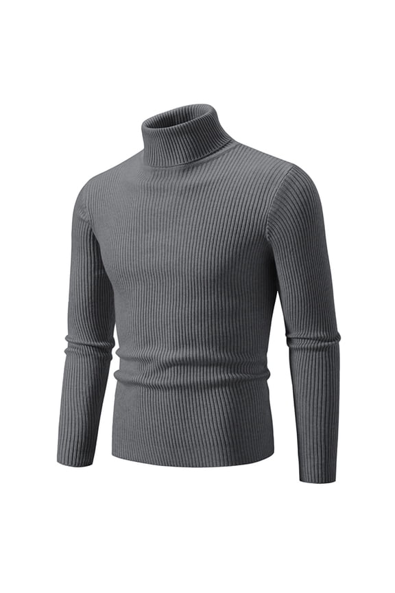 Mens Stripes Turtleneck Sweaters Mens Solid Color Long Sleeve Knitted Sweaters Casual Slim Fit Fall Winter Warm Pullover Sweaters