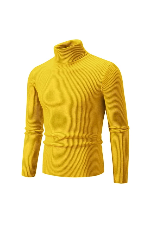 Mens Stripes Turtleneck Sweaters Mens Solid Color Long Sleeve Knitted Sweaters Casual Slim Fit Fall Winter Warm Pullover Sweaters