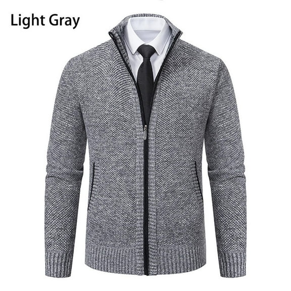 Dxzfnsa Mens Sweater Coats Men Full Zip Up Stand Collar Slim Fit Coats Casual Fashion Fleecing Solid Color Sweatshirts Long Sleeve Knitted Sweater Coats with Pockets