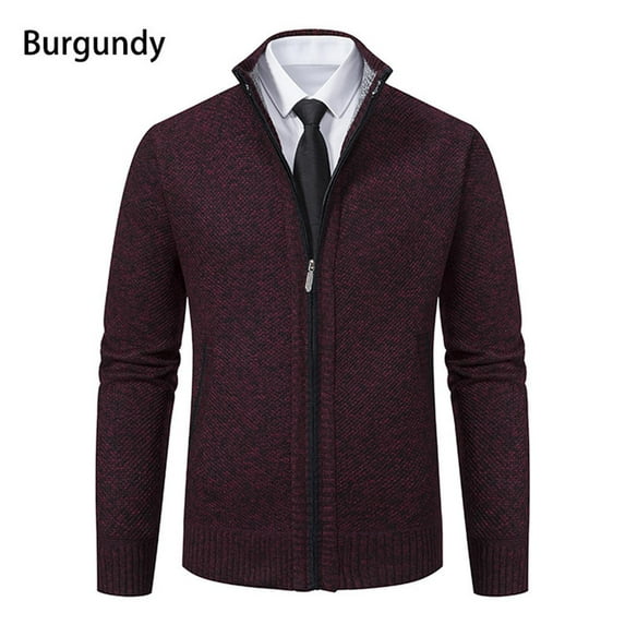Dxzfnsa Mens Sweater Coats Men Full Zip Up Stand Collar Slim Fit Coats Casual Fashion Fleecing Solid Color Sweatshirts Long Sleeve Knitted Sweater Coats with Pockets