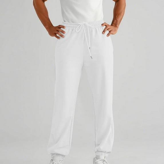 Dxzfnsa Mens Sweatpants Men Casual Loose Solid Color Trousers with Pockets Gym Drawstring Jogger Pants Comfy Elastic Waist Workout Pants Size S-3XL