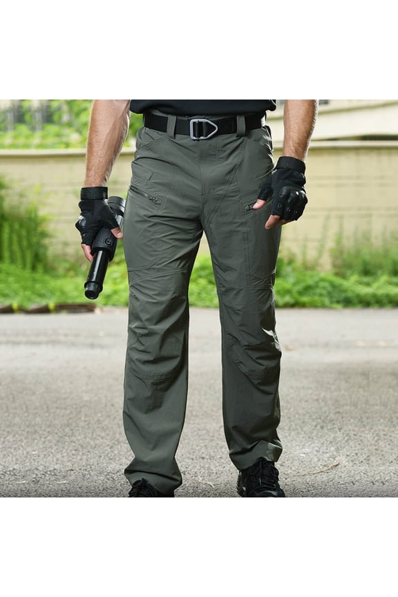 Mens Tactical Pants Ripstop Cargo Work Pants with Pockets Water Resistant Breathable Hiking Construction Pants Tactical Pants for Men(Green-XL)