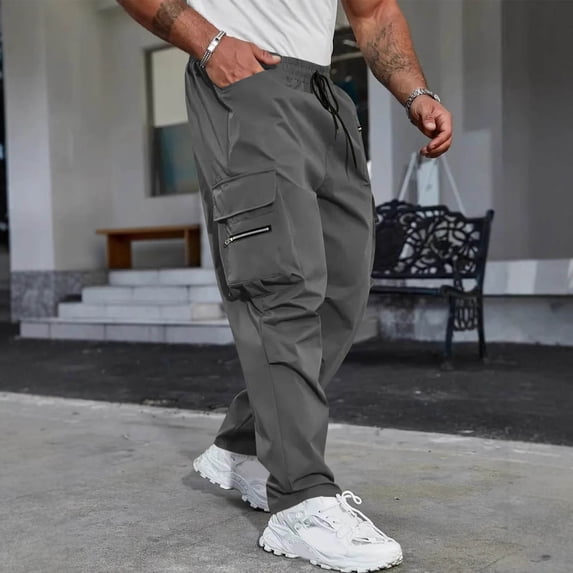 Dxzfnsa Mens Tactical Pants Ripstop Cargo Work Pants with Pockets Water Resistant Breathable Hiking Construction PantsBaggy Sweatpants Men,Dark Gray-S