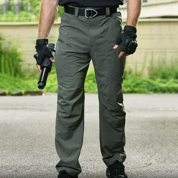 Dxzfnsa Mens Tactical Pants Ripstop Cargo Work Pants with Pockets Water Resistant Breathable Hiking Construction Pants Joggers for Men(Green-M)