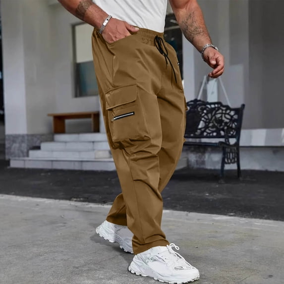 Dxzfnsa Mens Tactical Pants Ripstop Cargo Work Pants with Pockets Water Resistant Breathable Hiking Construction PantsHiking Pants Men,Brown-XL
