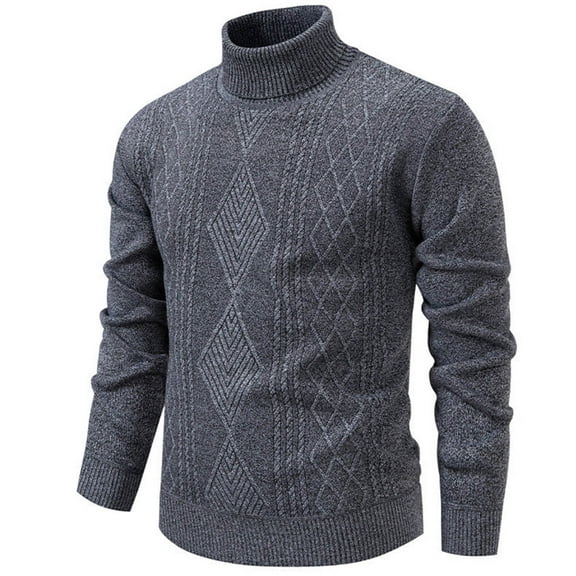 Dxzfnsa Mens Turtleneck Pullover Sweater Waffle Textured Long Sleeve Casual Knitted Sweaters Textured Collared Sweatshirts L-4XL