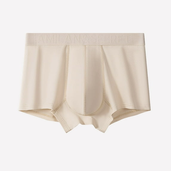 Dxzfnsa Mens Underwear Cotton Boxer Briefs Comfy Breathable 6" Underwear Tagless Wide Waistband Boxer Briefs Men's Boxer Briefs,Beige-XL