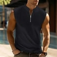 thumbnail image 1 of Dxzfnsa Mens Vests Men's Lightweight Moisture Wicking Sleeveless Solid Color Pullover Tops Casual Sports Quarter Zip Running Training Waistcoats, 1 of 6