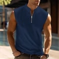 thumbnail image 1 of Dxzfnsa Mens Vests Men's Lightweight Moisture Wicking Sleeveless Solid Color Pullover Tops Casual Sports Quarter Zip Running Training Waistcoats, 1 of 6