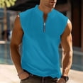 thumbnail image 1 of Dxzfnsa Mens Vests Men's Lightweight Moisture Wicking Sleeveless Solid Color Pullover Tops Casual Sports Quarter Zip Running Training Waistcoats, 1 of 6