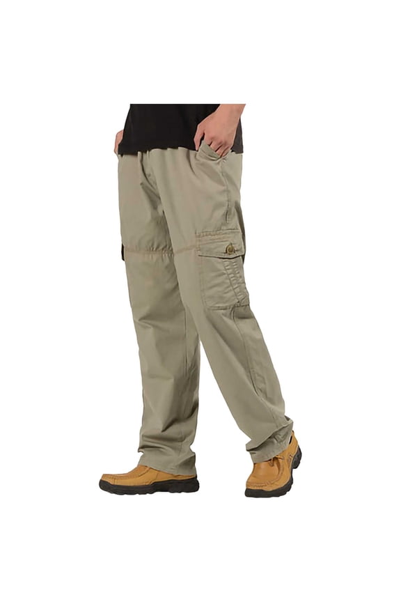 Mens Work Pants Cargo Tactical Construction for Men Ripstop Waterproof Lightweight Outdoor Hiking with Pockets Mens Pants(Khaki-L)