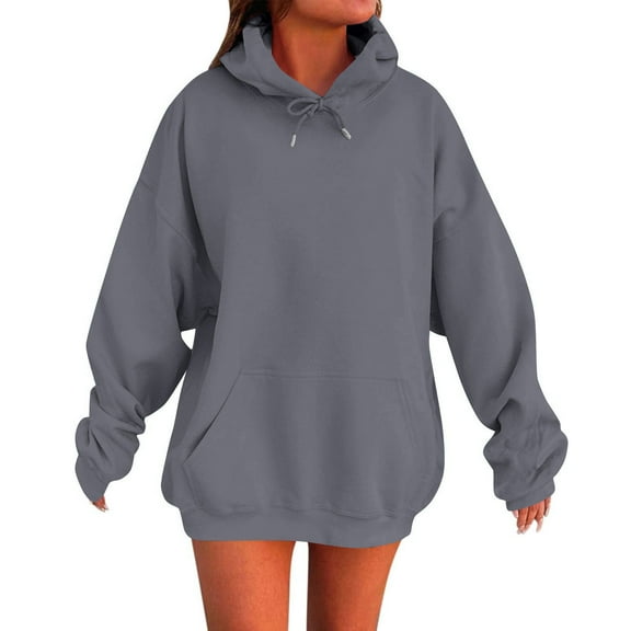 Dxzfnsa Oversized Hoodie Sweatshirts for Women Winter Warm Solid Color Hoodies Causal Long Sleeve Pullover Sweatshirts with Kangaroos Pockets