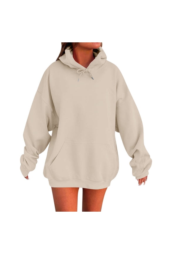 Oversized Hoodie Sweatshirts for Women Winter Warm Solid Color Hoodies Causal Long Sleeve Pullover Sweatshirts with Kangaroos Pockets