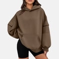 thumbnail image 1 of Dxzfnsa Oversized Hoodies for Women Ladies' Casual Fashion Solid Color Hooded Sweatshirts Comfortable Long-sleeved Pullovers Drop Shoulder Hoodies with Muti Pockets, 1 of 6