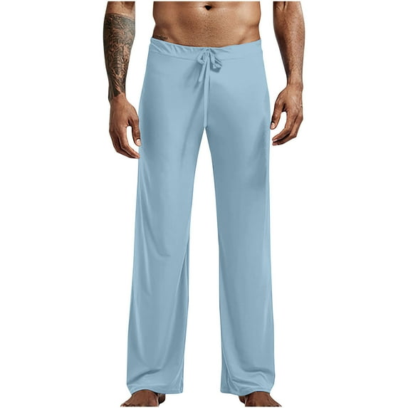 Dxzfnsa Pajama Pants for Men Casual Lightweight Solid Color Sweatpants Mens Elastic Waist Drawstring Long Pants Vintage Comfortable Straight Leg Trousers