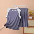 thumbnail image 1 of Dxzfnsa Pajama Sets for Men Lightweight Summer Men Solid Color Sleepwear Soft Comfy Short Sleeve Round Neck T-shirts Elastic Waist Shorts Two Piece Loungewear with Pockets, 1 of 3