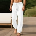 thumbnail image 1 of Dxzfnsa Pants Men Casual 2025 Summer Beach Elastic Drawstring Waist Yoga Pants Travel Baggy Work Pant Pajama joggers for men(White,S), 1 of 5