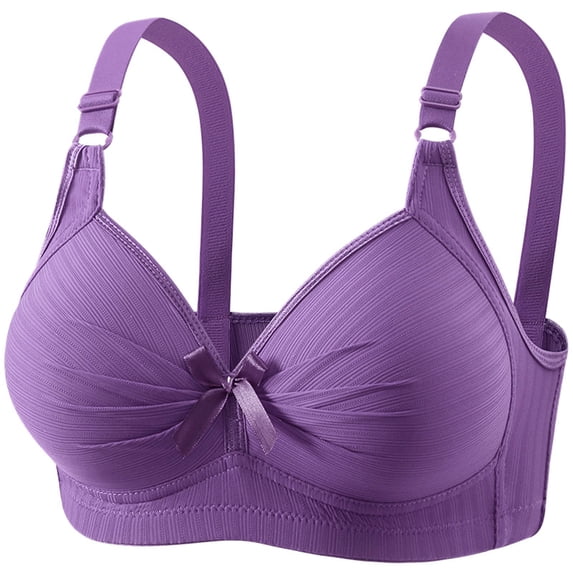 Dxzfnsa Plus Size Bras for Women 2026 Seamless Wireless No Underwire Supportive Full Coverage Comfortable Everyday Bra for Older Women (Purple,XXXL)