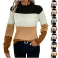 thumbnail image 1 of Dxzfnsa Plus Size Fall Fashion Deals Womens Color Block Sweaters Long Sleeve Crewneck Pullover Knit Jumper Tops S-XL, 1 of 7
