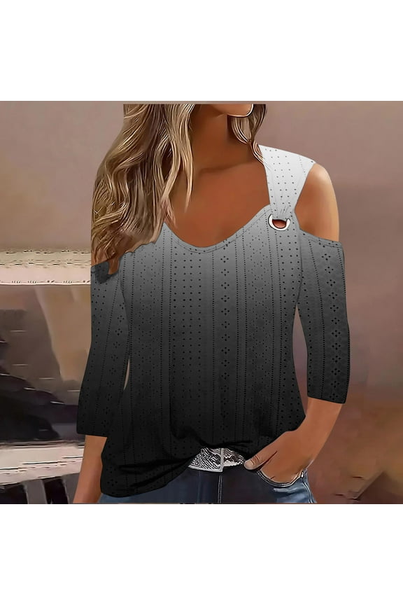 Plus Size Womens Clothing Womens 3/4 Length Sleeve T-Shirts Casual Crewneck Tops Shirts Basic Tee Blouses 2025 Loose Fit Pullover S-5XL