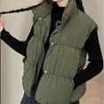 thumbnail image 1 of Dxzfnsa Puffer Vests for Women Womens Lightweight Sleeveless Solid Color Jackets Casual Stand Collar Button Down Vests Winter Fashion Outerwear 2025, 1 of 6