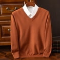 thumbnail image 1 of Dxzfnsa Pullover Sweater for Men Men's Fashionable Solid Color Pullovers V-neck Knitted Sweaters Casual Long Sleeved Slim Sweaters Fall Winter Trendy Sweaters, 1 of 5