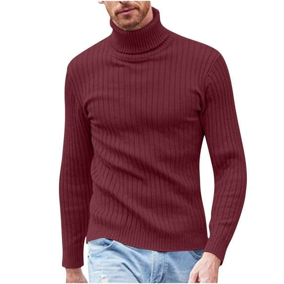 Dxzfnsa Pullover Sweaters for Men Men's Mock Turtleneck Long Sleeve Sweaters Basic Thermal Solid Color Base Layer Shirts Lightweight Pullovers