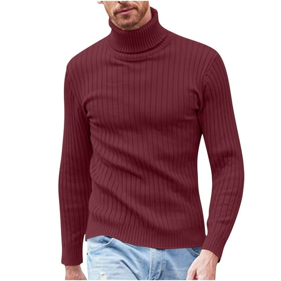 Dxzfnsa Pullover Sweaters for Men Men's Mock Turtleneck Long Sleeve Sweaters Basic Thermal Solid Color Base Layer Shirts Lightweight Pullovers