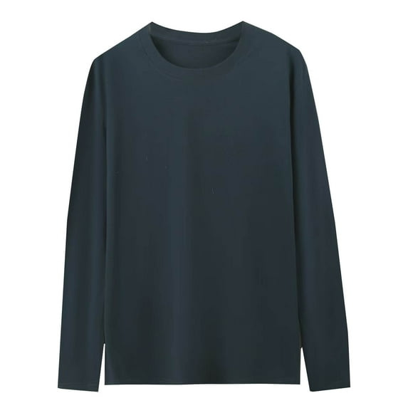 Dxzfnsa Pullovers for Men Men's Long Sleeve Sweatshirts Casual Crew Neck Solid Color Basic Under Sweatshirts Loose Soft Stretch Pullover T-Shirts