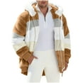 thumbnail image 1 of Dxzfnsa Sherpa Jackets for Men Mens Fleece Lined Long Sleeve Zip Up Hoodies Warm Fuzzy Casual Patchwork Color Coats, 1 of 6