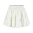 thumbnail image 1 of Dxzfnsa Skirts for Women Fashionable Women's High Waist Ruffle Mini Skirts Ruffle Hem Flared Flowy Solid Color Skirts Casual Swing Beach Mini Short Skirts, 1 of 7