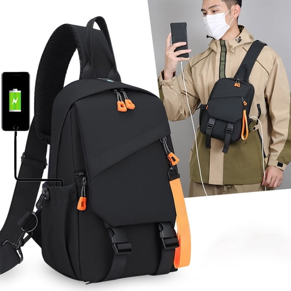 Dxzfnsa Small Crossbody Bags for Women Men's Multi Functional Chest Bag USB Rechargeable Crossbody Backpack Korean Style Casual Versatile Shoulder Bag