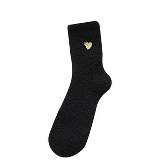 Dxzfnsa Socks for Women Womens Warm Wool Socks Solid Color Embroidery Mid Tube Socks Super Cozy Thick Socks
