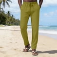 thumbnail image 1 of Dxzfnsa Straight Leg Pants for Men Loose Fit Mens Casual Elastic Waist Drawstring Linen Pants Summer Lightweight Solid Color Beach Pants, 1 of 8