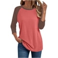 thumbnail image 1 of Dxzfnsa Summer Women's Clothing Women's Shirts Lightweight 2025 Summer Fall Fashion 3/4 Length Sleeve T Shirts Casual Tops Basic Blouses S-5XL, 1 of 5