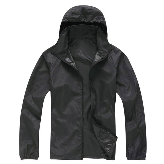 Dxzfnsa Sun Protection Hooded Jackets for Men Men's Lightweight Solid Color Outdoor Sports Hoodies Long Sleeve Full Zipper Sun Protection Sweatshirt Coats